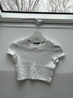 Zara White Short Sleeve Crop Tee for Kids